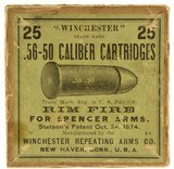 Very Rare Sealed! Winchester 56-50 Spencer RF Ammo Square Box 25 Round - 1 of 6