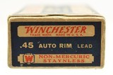 Winchester 45 Auto Rim Ammo “1932" Box “Staynless" Partial 49 Rounds - 5 of 7