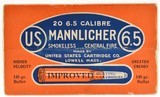 Excellent Sealed! US Cartridge Co. 6.5 Mannlicher Ammo Lowell, Mass - 1 of 6