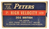 Peters High Velocity 303 British Ammo Full Box 180 Grain SP CORE-LOKT - 1 of 4
