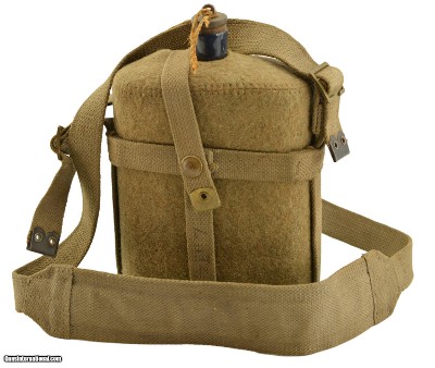 WWI Canadian Mks. VI M1919 Felt Covered Enamel Canteen W/Harness