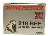 Full Box Winchester 218 BEE Ammunition 46 Grain Hollow Point 50 Rds - 2 of 3