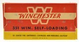 Excellent Full Box Winchester 351 Win Self Loading Ammo 180 Grain - 1 of 6