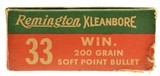 Full Box Remington Kleanbore 33 Winchester Ammo 20 Rds 200 Gr Soft Point - 3 of 7