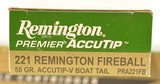 221 Remington Fire ball 50 Grain Accutip-V Boat Tail Ammo 40 Rds - 2 of 3