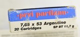 PPU 7.65 x 53mm Argentine 180gr. ammunition 40 Rounds - 2 of 3