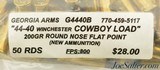 Georgia Arms 44-40 Cowboy Ammunition 200 GR RNFP 50 Rounds - 2 of 3