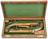 Cased Pair of British Back-Action Traveling Pistols by Thomas Tipping - 1 of 15