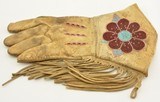Vintage Native American Indian Beaded Leather Gauntlet Gloves Excellent - 2 of 7
