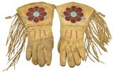 Vintage Native American Indian Beaded Leather Gauntlet Gloves Excellent - 1 of 7