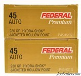 Federal Hydra-Shok .45 ACP 230 Grain Jacketed Hollow Point Ammo 100 Rds