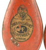 Pair of John Hall & Sons London FF Tin Powder Flasks - 6 of 7