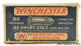 Winchester 32 Short Colt Ammo Staynless Full Box 1920's Colt Webley Tranter - 6 of 7