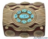 Navajo Ketoh Leather Silver Turquoise Arm Guard - 1 of 4