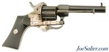 Ornate French Lefaucheux 7mm Pin Fire Folding-Trigger Revolver Silver Engraved Revolver - 1 of 12