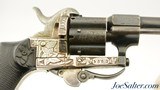 Ornate French Lefaucheux 7mm Pin Fire Folding-Trigger Revolver Silver Engraved Revolver - 3 of 12