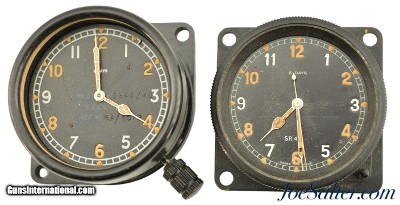 Pair Of WWII British "Spitfire" Cockpit 8 Day Clocks