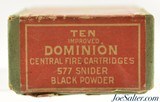 Full Box Dominion 577 Snider Black Powder Ammunition Ten Rounds - 2 of 7