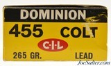 Excellent Collector Box Dominion 455 Colt Ammunition 265 Grain Lead - 3 of 5
