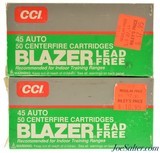 CCI Blazer 45 Auto Lead Free Ammunition 100 Rounds 45 ACP Ammo
