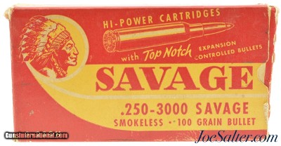 Savage 250-3000 Hi-Power Ammo Partial Box "Big Chief" Indian Logo Box