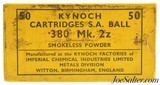 Kynoch 380 Mk. 2z Ball Ammunition Smokeless ICI England