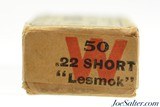 Full & Sealed! Winchester 22 Short "Lesmok" Target Ammo WWI Era 1914 Issues - 5 of 6
