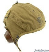 Excellent US Army Air Force A-9 Cloth Flight Helmet with Leather earcups - 1 of 8