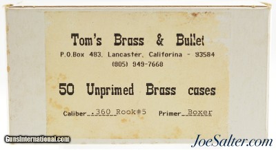Tom's Brass & Bullets 50 Brass .360 Rook#5 Cases