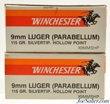 Winchester 9mm Luger SILVERTIP Hollow-Point Ammo 100 Rounds 115 Grain