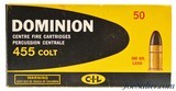 Excellent Collector Box Dominion 455 Colt Ammunition 265 Grain Lead