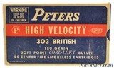 Peters High Velocity 303 British Ammo Full Box 180 Grain SP CORE-LOKT - 1 of 4