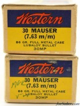 Western Target Bullseye Box 30 Mauser 7.63mm Ammo Lubaloy 86 Gr. 100 Rounds - 2 of 4