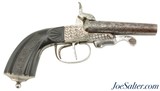 French Engraved Double Barrel Pinfire Pistol - 1 of 11