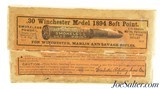 Winchester 30 WCF 1894 Smokeless Ammo "11-7" Date Code
Full Box