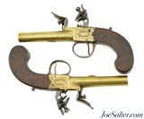 Lovely Pair of All Brass London Flintlock Turn-Off Pistols by Edward Dutton - 1 of 15