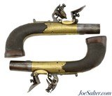 Antique Pair of London Brass Frame Flintlock Turn-Off Pistols - 1 of 15