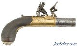 Unmarked British Flintlock Turn-Off Pistol With Brass Frame - 1 of 11