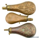 Lot of 3 Antique Powder Flasks - 1 of 5