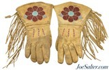 Vintage Native American Indian Beaded Leather Gauntlet Gloves Excellent - 1 of 7