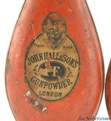 Pair of John Hall & Sons London FF Tin Powder Flasks - 2 of 6