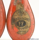 Pair of John Hall & Sons London FF Tin Powder Flasks - 3 of 6
