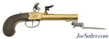 European Brass-Framed Flintlock Pistol With Snap Bayonet - 1 of 13