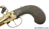 European Brass-Framed Flintlock Pistol With Snap Bayonet - 5 of 13