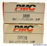 PMC 380 Auto Ammo 90 Grain JHP Hollow Point 2 Full Boxes 100 Rounds