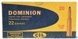 Excellent Dominion 22 Savage High Power Ammo Full Box C-I-L 70 Grain PSP - 1 of 4