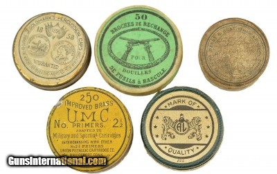 Lot of Original Percussion Caps/Primers and Tins