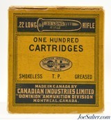 Excellent C-I-L 100 Pack 22 LR Reference Box Ammunition Dated 1945