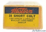 Western 38 Short Colt Ammo "Bullseye" Target Logo Box Lubaloy 50 Rds - 5 of 7