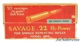 Sealed! 22 Savage High Power Ammo Full Box Model 1899 - 1 of 7